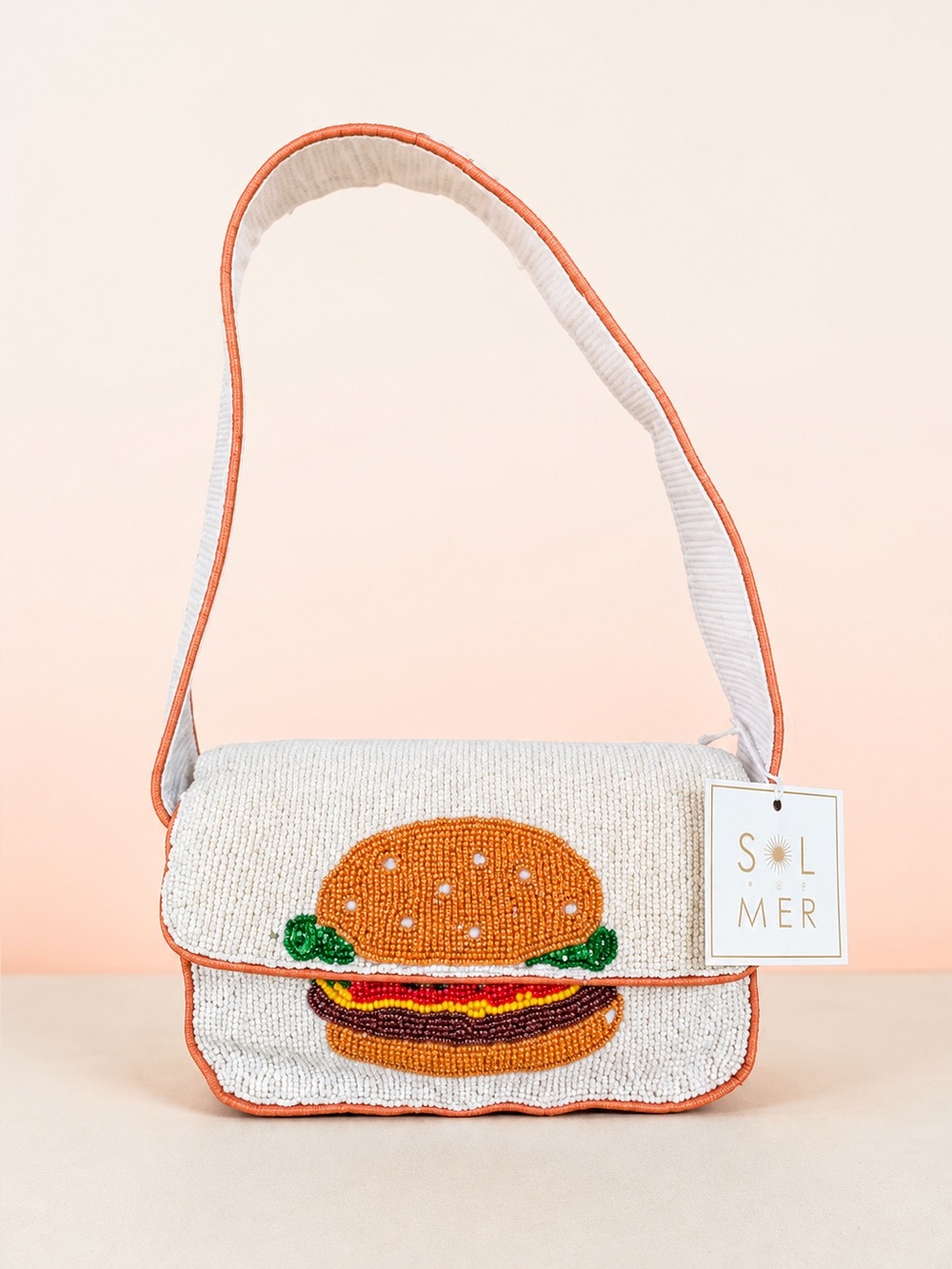 NWT Sol and Mer Beaded Hamburger Shoulder Bag Novelty Purse TJ Maxx Foodie